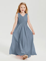 Boho Robes de Demoiselle d'Honneur Longues en Mousseline Bleu Poudré