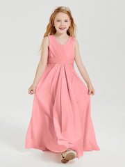 Boho Robes de Demoiselle d'Honneur Longues en Mousseline Flamant