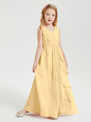 Boho Robes de Demoiselle d'Honneur Longues en Mousseline Or