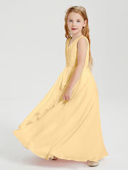 Boho Robes de Demoiselle d'Honneur Longues en Mousseline Or