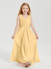 Boho Robes de Demoiselle d'Honneur Longues en Mousseline Or