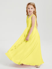 Boho Robes de Demoiselle d'Honneur Longues en Mousseline Citron