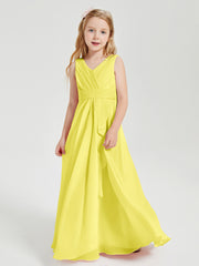 Boho Robes de Demoiselle d'Honneur Longues en Mousseline Citron