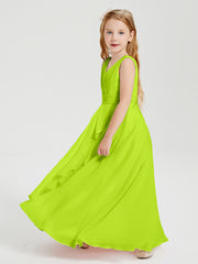 Boho Robes de Demoiselle d'Honneur Longues en Mousseline Vert Citron