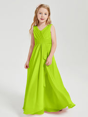 Boho Robes de Demoiselle d'Honneur Longues en Mousseline Vert Citron