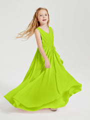 Boho Robes de Demoiselle d'Honneur Longues en Mousseline Vert Citron