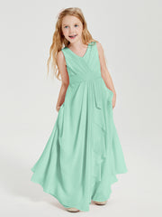 Boho Robes de Demoiselle d'Honneur Longues en Mousseline Vert Menthe
