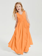 Boho Robes de Demoiselle d'Honneur Longues en Mousseline Orange