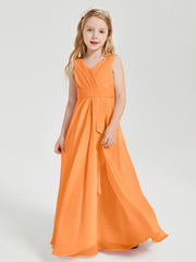 Boho Robes de Demoiselle d'Honneur Longues en Mousseline Orange