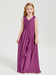 Boho Robes de Demoiselle d'Honneur Longues en Mousseline Orchidee