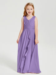 Boho Robes de Demoiselle d'Honneur Longues en Mousseline Crépuscule