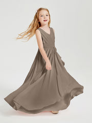 Boho Robes de Demoiselle d'Honneur Longues en Mousseline Taupe