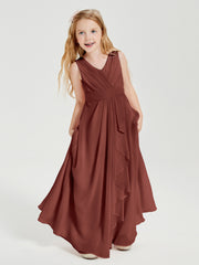 Boho Robes de Demoiselle d'Honneur Longues en Mousseline Terracotta