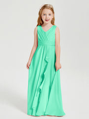 Boho Robes de Demoiselle d'Honneur Longues en Mousseline Turquoise