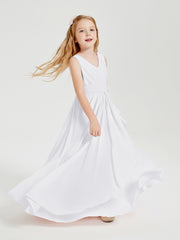 Boho Robes de Demoiselle d'Honneur Longues en Mousseline Blanc