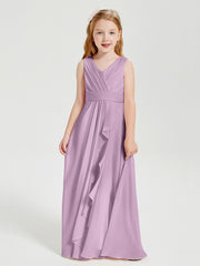 Boho Robes de Demoiselle d'Honneur Longues en Mousseline Glycine