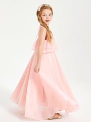 Robes de Demoiselle d'Honneur Junior en Mousseline Corail