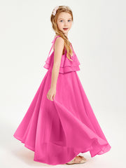 Robes de Demoiselle d'Honneur Junior en Mousseline avec Nœud Papillon Azalée