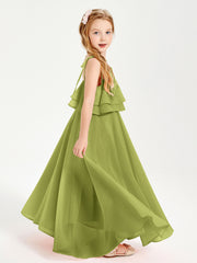 Robes de Demoiselle d'Honneur Junior en Mousseline avec Nœud Papillon Trèfle