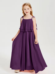Robes de Demoiselle d'Honneur Junior en Mousseline avec Nœud Papillon Raisin