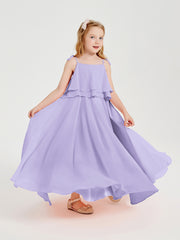 Robes de Demoiselle d'Honneur Junior en Mousseline avec Nœud Papillon Lilas