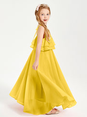 Robes de Demoiselle d'Honneur Junior en Mousseline avec Nœud Papillon Souci