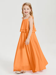 Robes de Demoiselle d'Honneur Junior en Mousseline avec Nœud Papillon Orange