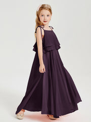 Robes de Demoiselle d'Honneur Junior en Mousseline avec Nœud Papillon Plum