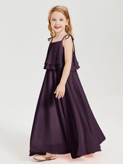 Robes de Demoiselle d'Honneur Junior en Mousseline avec Nœud Papillon Plum
