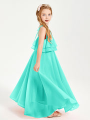 Robes de Demoiselle d'Honneur Junior en Mousseline avec Nœud Papillon Spa