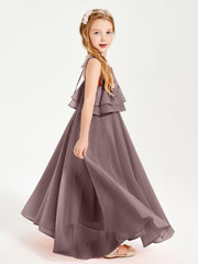 Robes de Demoiselle d'Honneur Junior en Mousseline avec Nœud Papillon Vintage Mauve