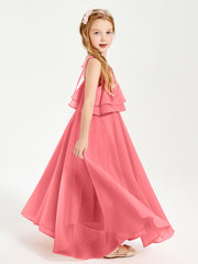 Robes de Demoiselle d'Honneur Junior en Mousseline avec Nœud Papillon Pastèque