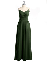 Spaghetti Bretelles Mousseline Robes Avec Col En Cœur Olive Verte Grande Taille