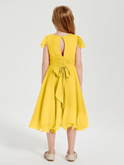 Robes de Demoiselle d'Honneur Junior en Mousseline à Longueur de Mollet Souci