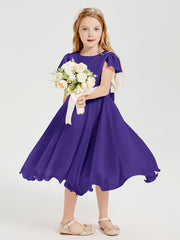 Robes de Demoiselle d'Honneur Junior en Mousseline à Longueur de Mollet Régence