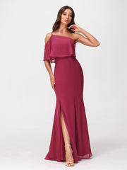 Une Épaule Sirène Robes Avec Fente Mûre