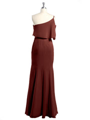 Une Épaule Sirène Robes Avec Fente terracotta Grande Taille