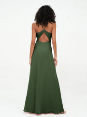 Licou Top en dentelle Robes à Dos Ouvert en Mousseline Olive Verte Grande Taille