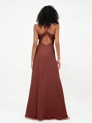 Licou Top en dentelle Robes à Dos Ouvert en Mousseline terracotta Grande Taille