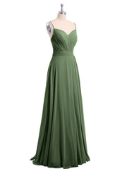 Spaghetti Bretelle Col En Cœur Mousseline Robe Olive Verte Grande Taille