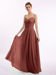 Spaghetti Bretelle Col En Cœur Mousseline Robe terracotta Grande Taille