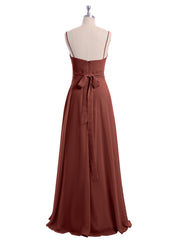 Spaghetti Bretelle Col En Cœur Mousseline Robe terracotta Grande Taille
