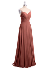 Spaghetti Bretelle Col En Cœur Mousseline Robe terracotta Grande Taille