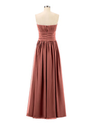 Robe Demoiselle d'honneur Longue Sans Bretelles Mousseline terracotta Grande Taille