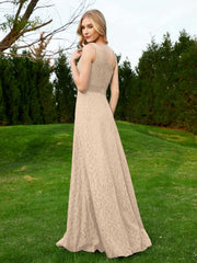 Robe en Dentelle Sans Manches à Une Épaule avec Ceinture Champagne Grande Taille