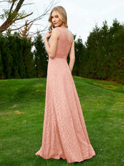 Robe en Dentelle Sans Manches à Une Épaule avec Ceinture Corail Grande Taille