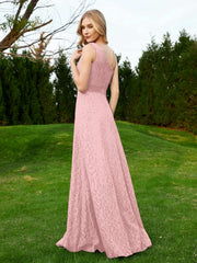 Robe en Dentelle Sans Manches à Une Épaule avec Ceinture Rose Poudré Grande Taille