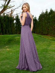 Robe en Dentelle Sans Manches à Une Épaule avec Ceinture Plum Grande Taille