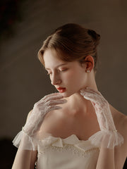 Gants de mariage en dentelle et tulle, longueur jusqu'au poignet