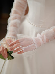 Gants de mariage en tulle sans doigts